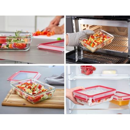 Tefal - Vorratsdose 0,8 l MSEAL GLASS rot/Glas