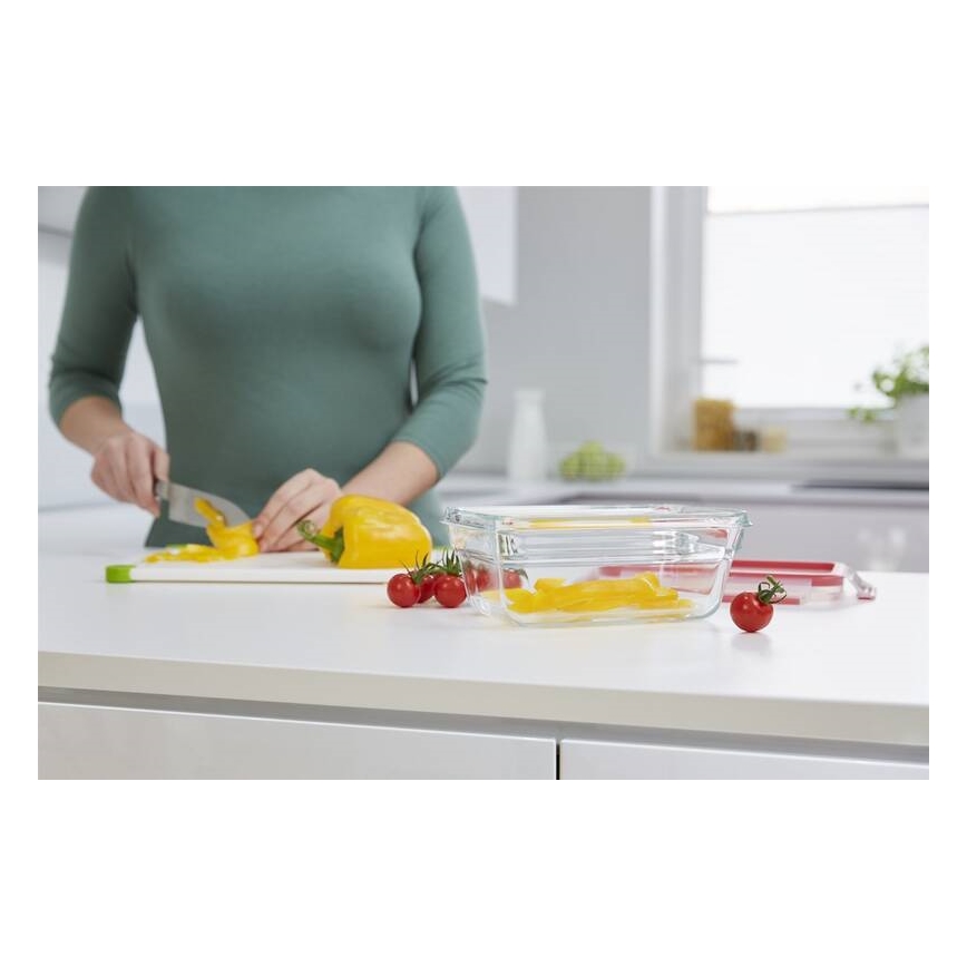 Tefal - Vorratsdose 0,85 l MSEAL GLASS rot/Glas