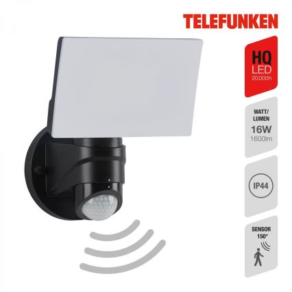 Telefunken 304305TF - Outdoor-LED-Wandleuchte mit Sensor LED/24W/230V IP44 schwarz