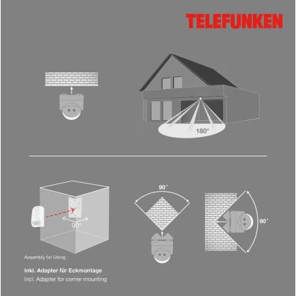 Telefunken 306506TF - Bewegungssensor für den Außenbereich 180° IP44 weiß