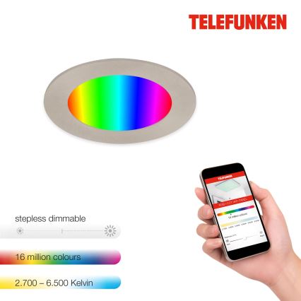 Telefunken 309302TF - Dimmbare LED-RGBW-Einbauleuchte für Badezimmer LED/6W/230V 2700-6500K IP23 Wi-Fi Tuya