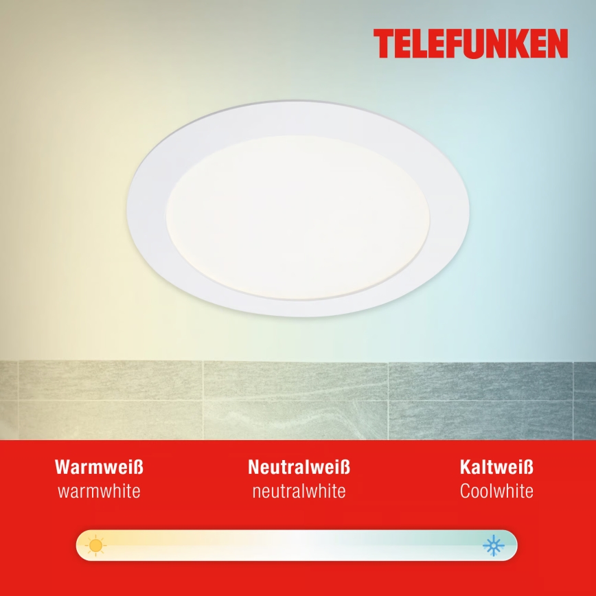 Telefunken 309406TF - FRAME LED RGBW dimmbare Einbauleuchte LED/12W/230V 2700-6500K Wi-Fi Tuya weiß
