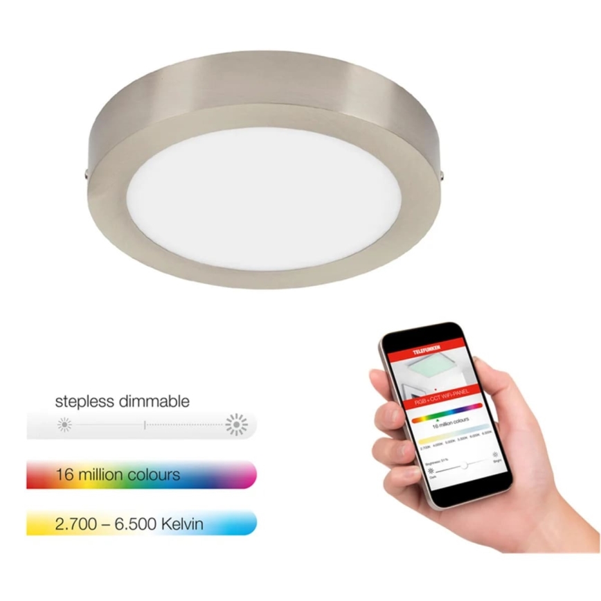 Telefunken 309502TF - Dimmbare LED-RGBW-Deckenleuchte LED/18W/230V 2700-6500K Wi-Fi Tuya + Fernbedienung
