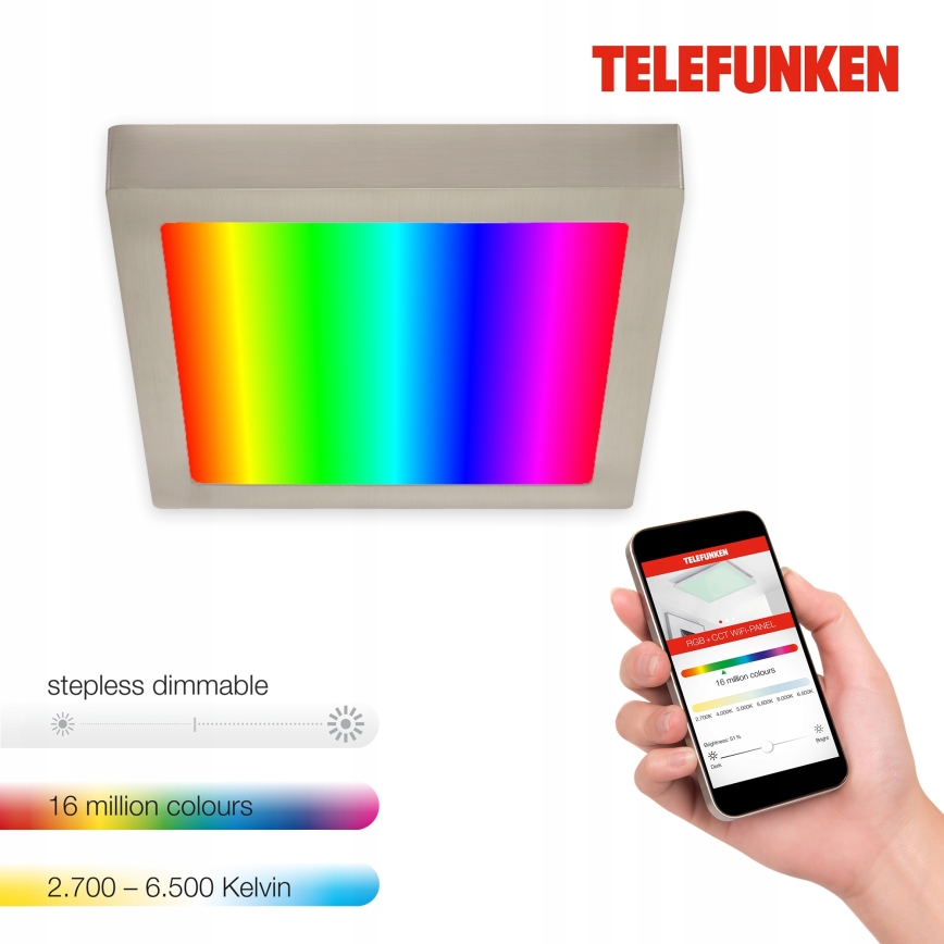 Telefunken 309602TF - Dimmbare LED-RGBW-Deckenleuchte LED/18W/230V 2700-6500K Wi-Fi Tuya