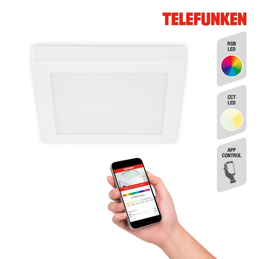 Telefunken 309606TF - Dimmbare LED-RGBW-Deckenleuchte LED/18W/230V 2700-6500K Wi-Fi Tuya