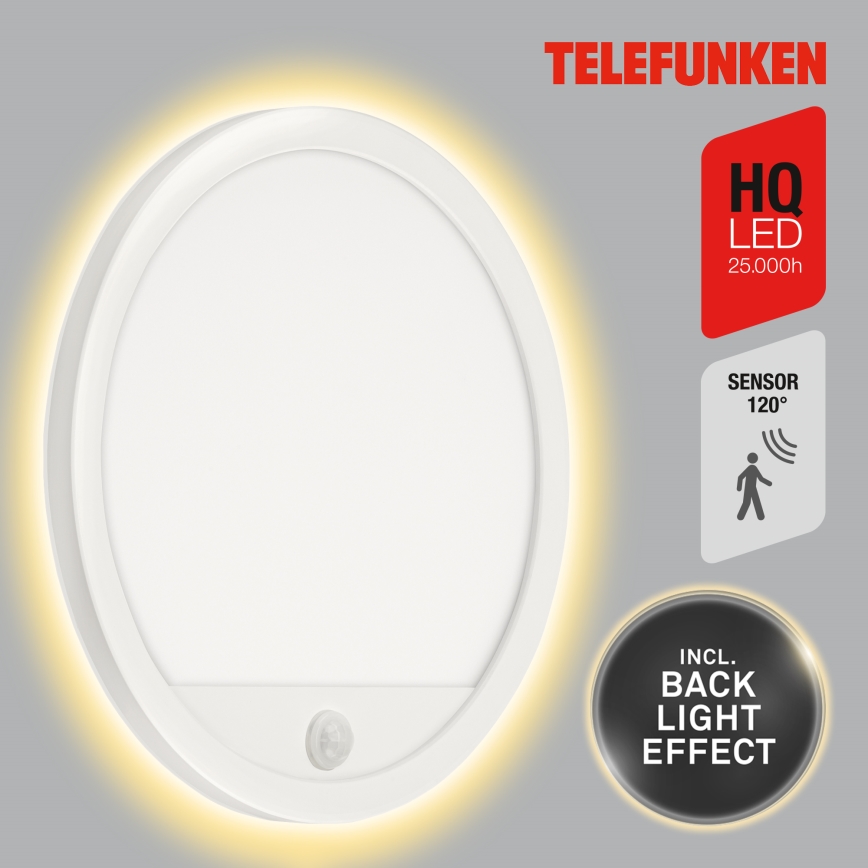 Telefunken 313706TF - LED-Wandleuchte mit Sensor für den Außenbereich LED/15W/230V IP44 weiß