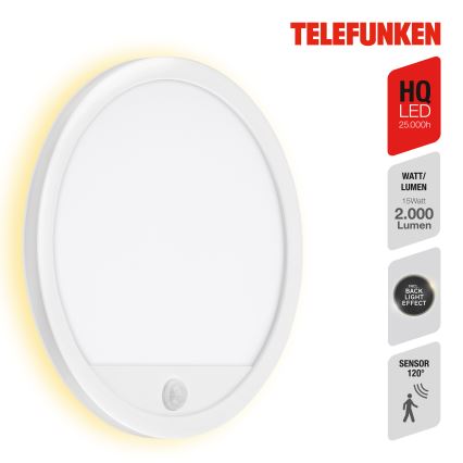 Telefunken 313706TF - LED-Wandleuchte mit Sensor für den Außenbereich LED/15W/230V IP44 weiß
