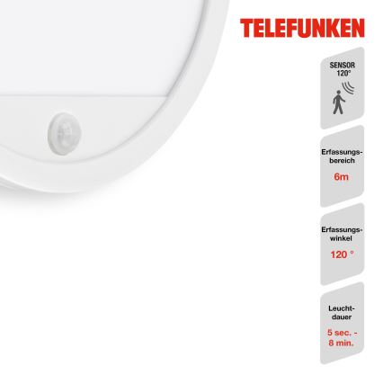 Telefunken 313706TF - LED-Wandleuchte mit Sensor für den Außenbereich LED/15W/230V IP44 weiß