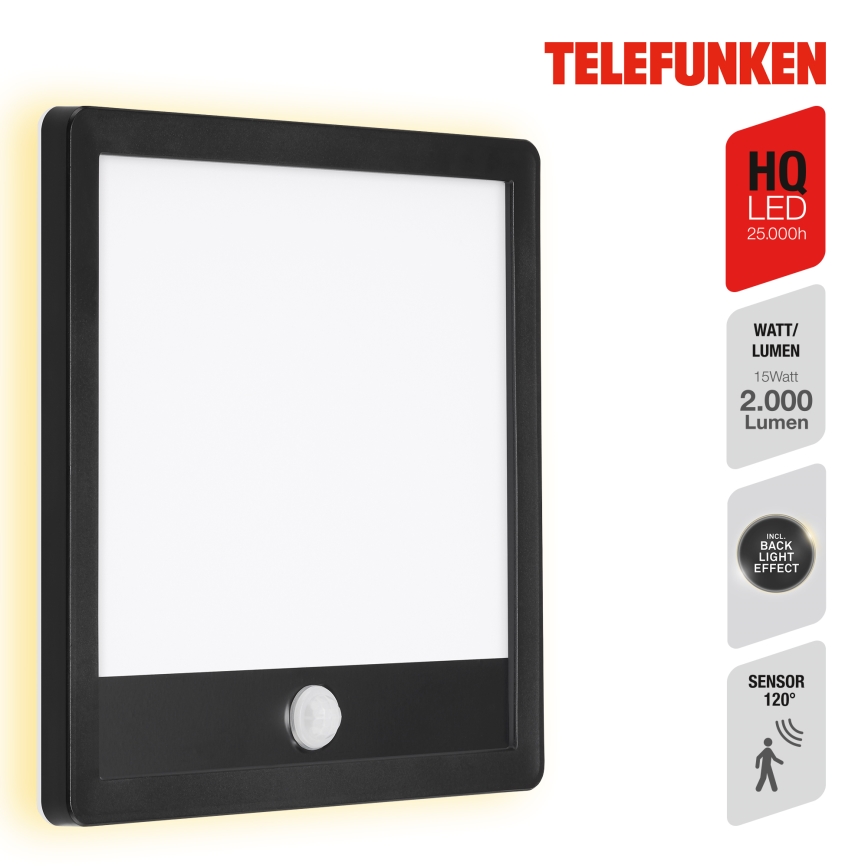 Telefunken 313805TF - LED-Außenwandleuchte mit Sensor LED/15W/230V IP44