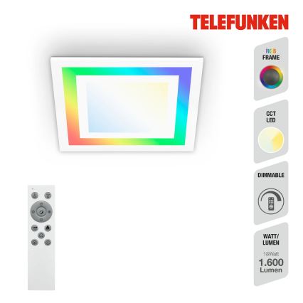 Telefunken 318706TF - LED RGBW dimmbares Panel LED/18W/230V 3000-6500K + Fernbedienung