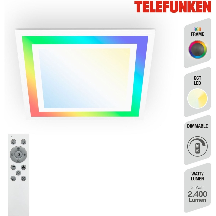 Telefunken 318806TF - LED RGBW dimmbare Deckenleuchte LED/24W/230V 3000-6500K + Fernbedienung