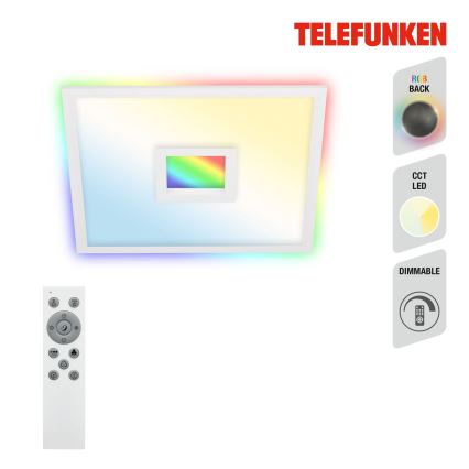 Telefunken 319506TF - Dimmbare RGBW-Deckenleuchte LED/36W/230V 2700-6500K weiß + Fernbedienung