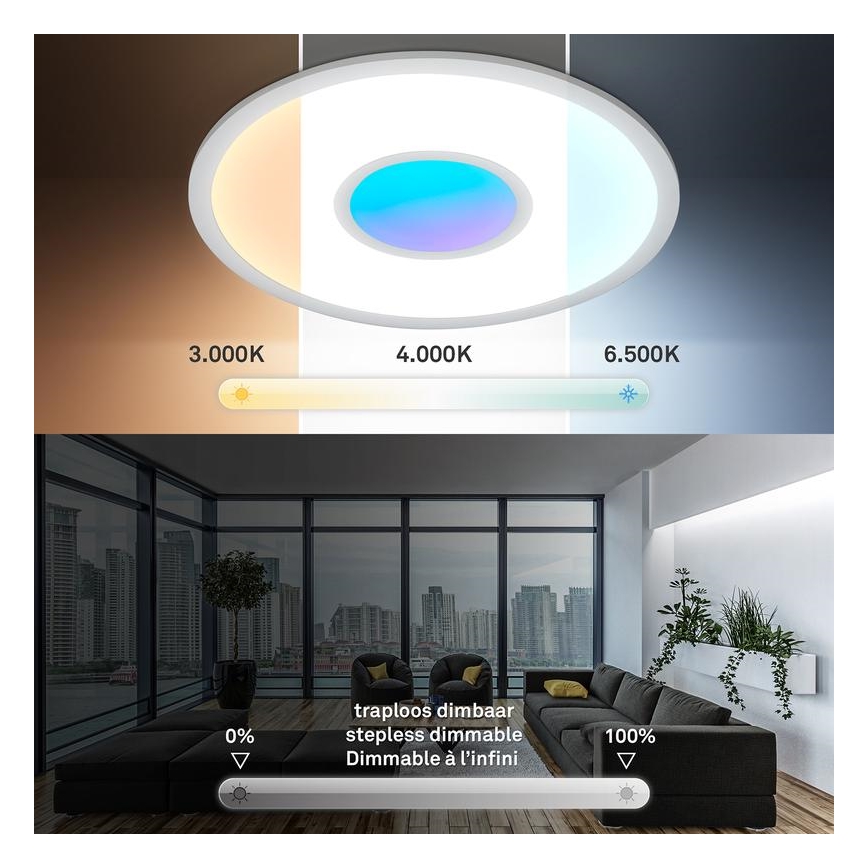 Telefunken 320104TF - LED RGBW dimmbare Deckenleuchte LED/21W/230V 3000–6500K Ø 45 cm + Fernbedienung