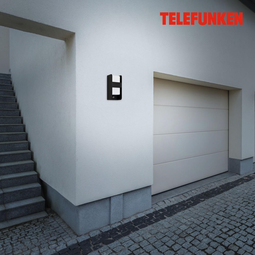 Telefunken 321105TF - Outdoor-Wandleuchte mit Sensor 1xE27/12W/230V IP44 schwarz