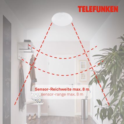 Telefunken 601206TF - LED-Deckenleuchte für Badezimmer mit Sensor LED/15W/230V IP44 d 28 cm