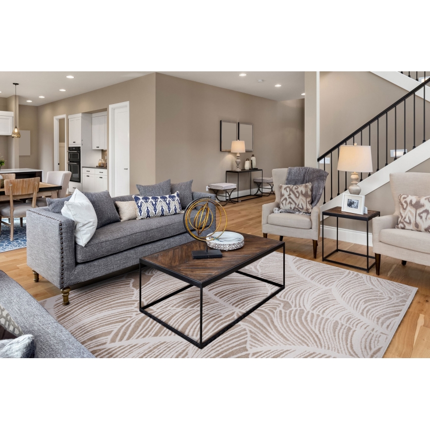 Teppich SALAMANCA 120x170 cm beige/weiß/Blattmuster