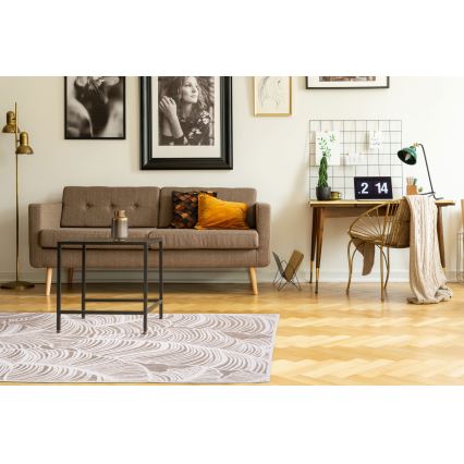 Teppich SALAMANCA 67x120 cm beige/weiß/Blättermuster