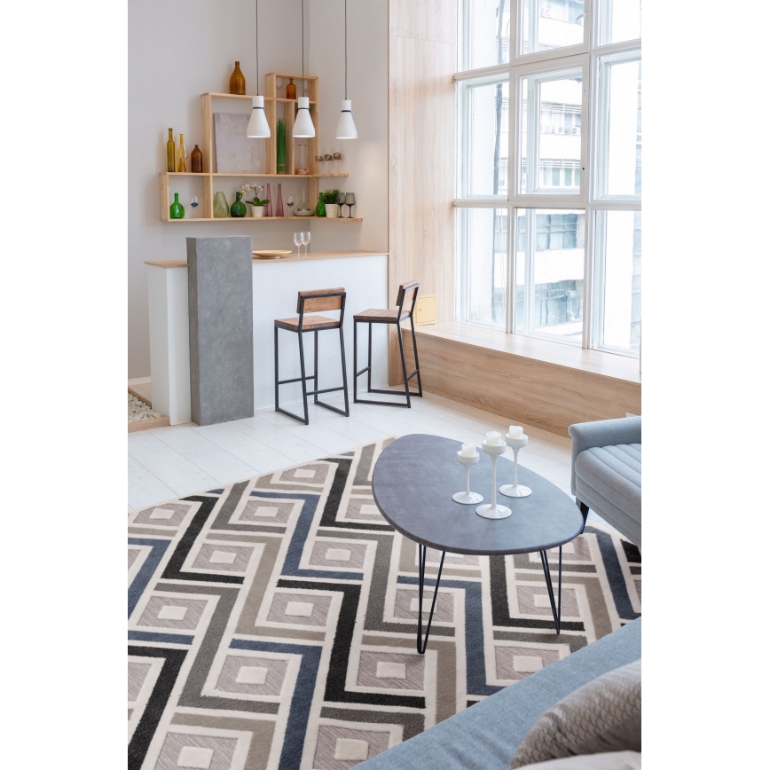 Teppich SHIFT 160x220 cm grau/blau/beige