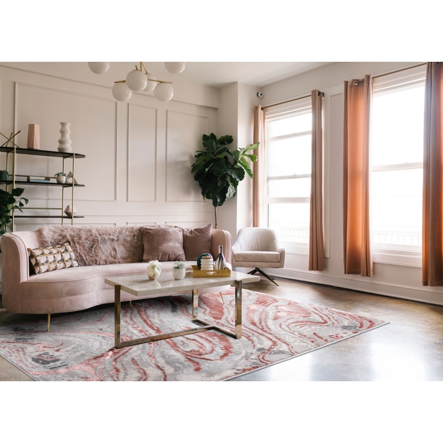 Teppich STONE 120 x 160 cm rosa/grau