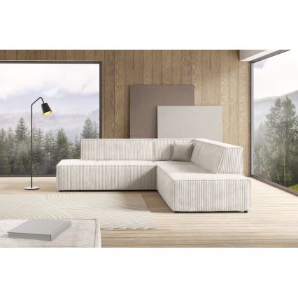 TERAMO Ecksofa mit Schlaffunktion und Stauraum, L-Form, rechts, Beige