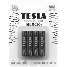 Tesla Batteries - 4 Stk. Alkalibatterie AAA BLACK+ 1,5V