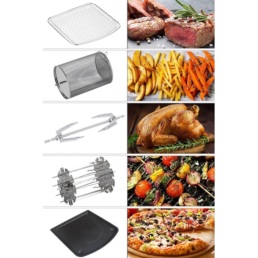 TESLA Electronics AirCook & Grill – Intelligente multifunktionale digitale Heißluftfritteuse 12 l 1800W/230V mit Wi-Fi