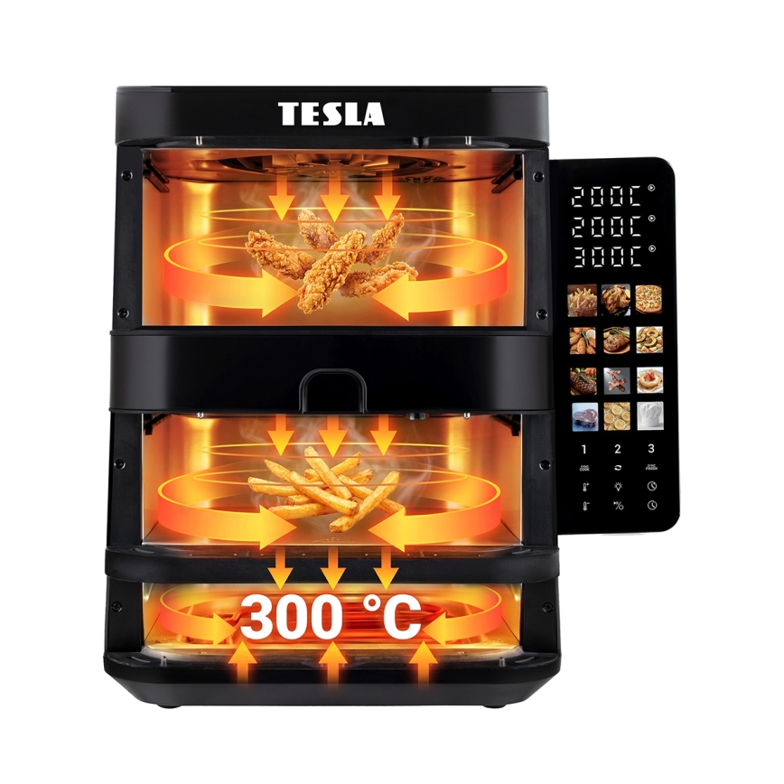 TESLA Electronics AirCook - 3-Zonen-Heißluftfritteuse 14,5 l 2800 W/230 V schwarz