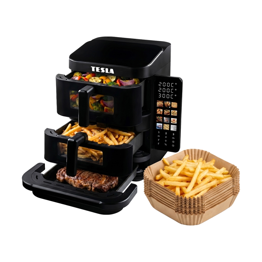 TESLA Electronics AirCook - 3-Zonen-Heißluftfritteuse 14,5 l 2800 W/230 V schwarz