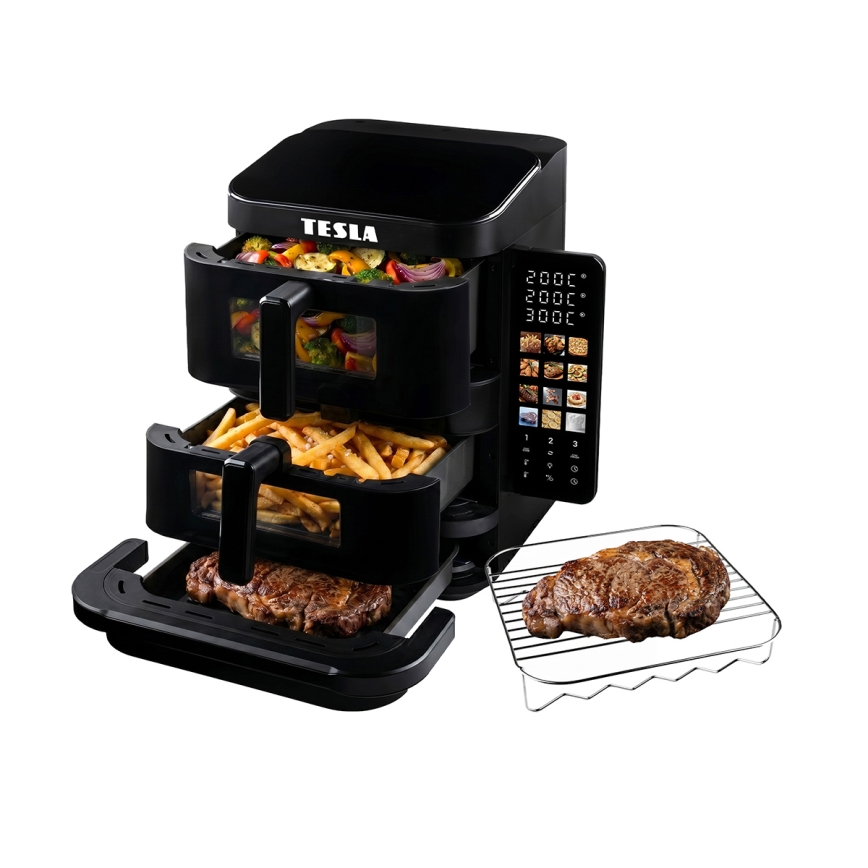 TESLA Electronics AirCook - 3-Zonen-Heißluftfritteuse 14,5 l 2800 W/230 V schwarz