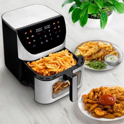 TESLA Electronics AirCook - Intelligente multifunktionale digitale Heißluftfritteuse 9 l 1700W/230V mit Wi-Fi