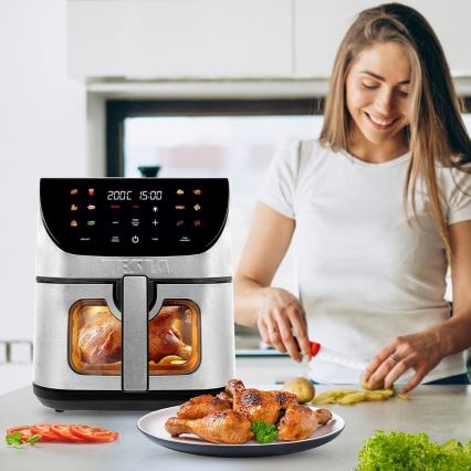 TESLA Electronics AirCook - Intelligente multifunktionale digitale Heißluftfritteuse 9 l 1700W/230V mit Wi-Fi