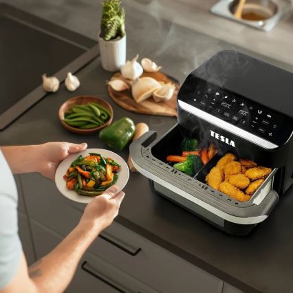 TESLA Electronics AirCook - Multifunktionale duale digitale Heißluftfritteuse 10 l 2400W/230V