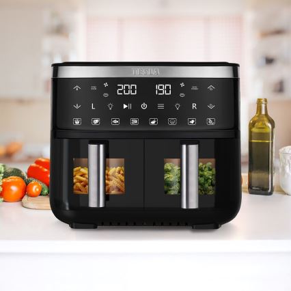 TESLA Electronics AirCook - Multifunktionale digitale Dual-Heißluftfritteuse 7,6 l 2850W/230V
