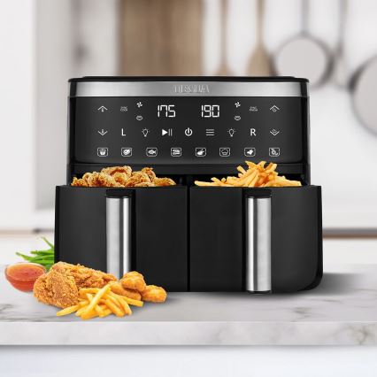 TESLA Electronics AirCook - Multifunktionale digitale Dual-Heißluftfritteuse 7,6 l 2850W/230V