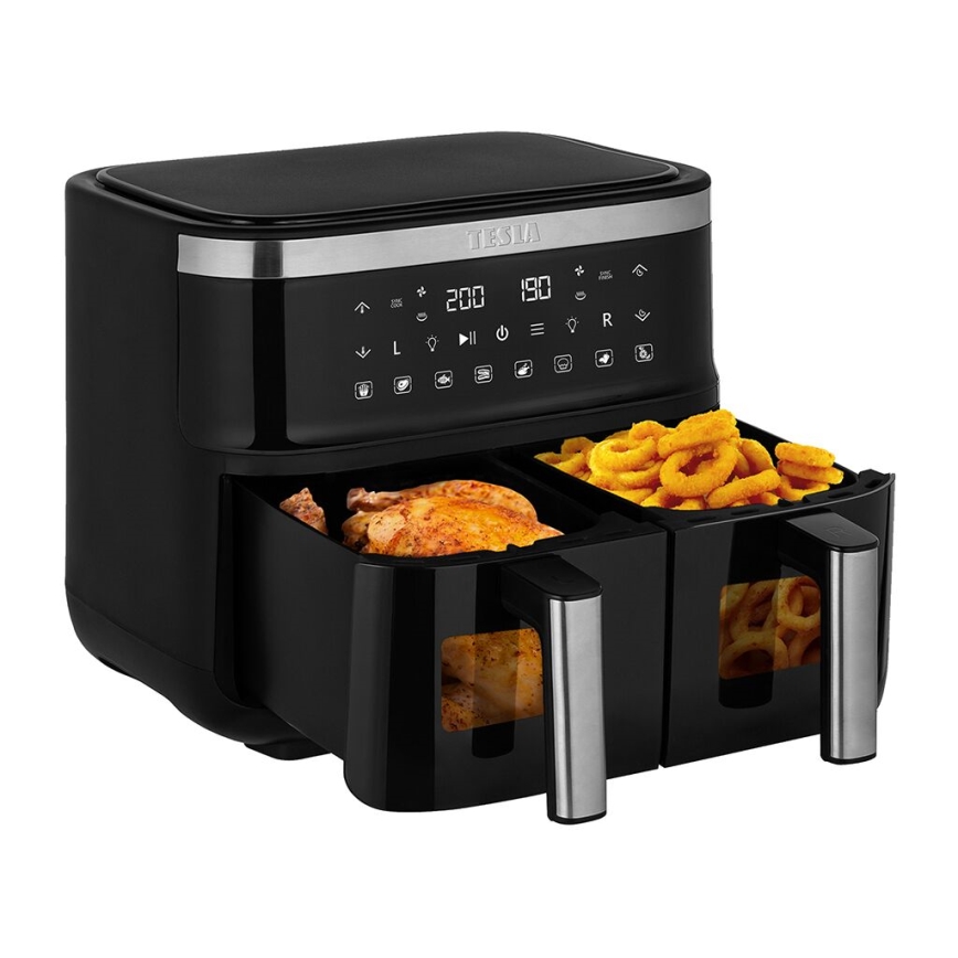 TESLA Electronics AirCook - Multifunktionale digitale Dual-Heißluftfritteuse 7,6 l 2850W/230V