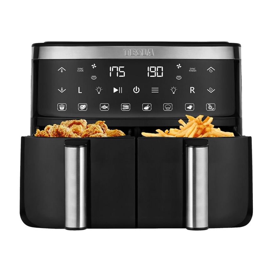 TESLA Electronics AirCook - Multifunktionale digitale Dual-Heißluftfritteuse 7,6 l 2850W/230V
