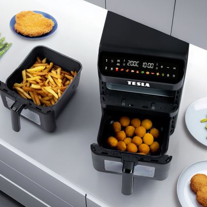 TESLA Electronics AirCook - Multifunktionale digitale Heißluftfritteuse 11 l 2800W/230V schwarz