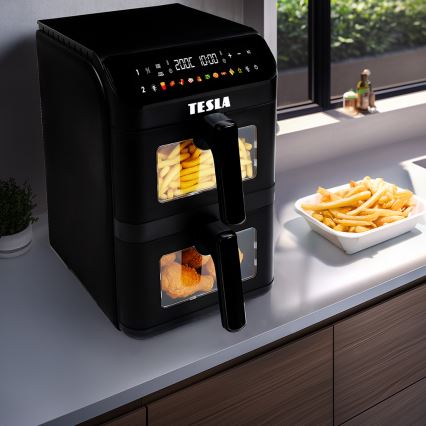 TESLA Electronics AirCook - Multifunktionale digitale Heißluftfritteuse 11 l 2800W/230V schwarz