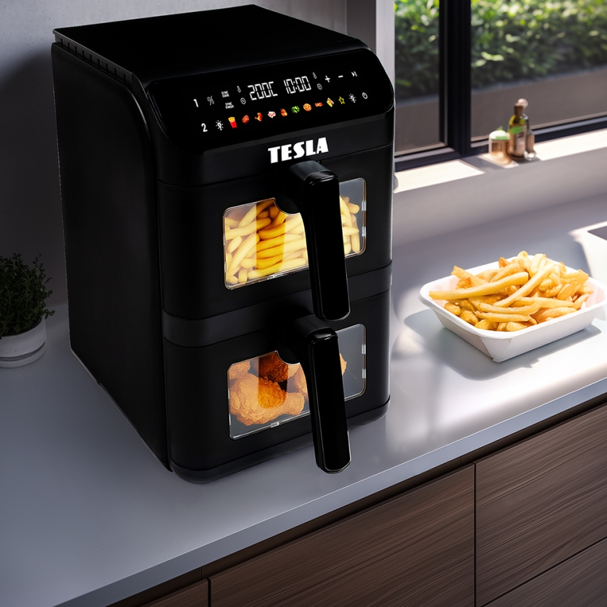 TESLA Electronics AirCook - Multifunktionale digitale Heißluftfritteuse 11 l 2800W/230V schwarz