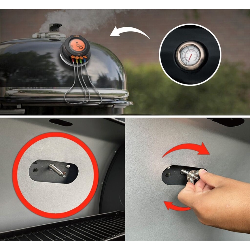 TESLA Electronics Cook - Digitales Fleischthermometer mit Sonde 0-400 °C, 2xAA, IP65