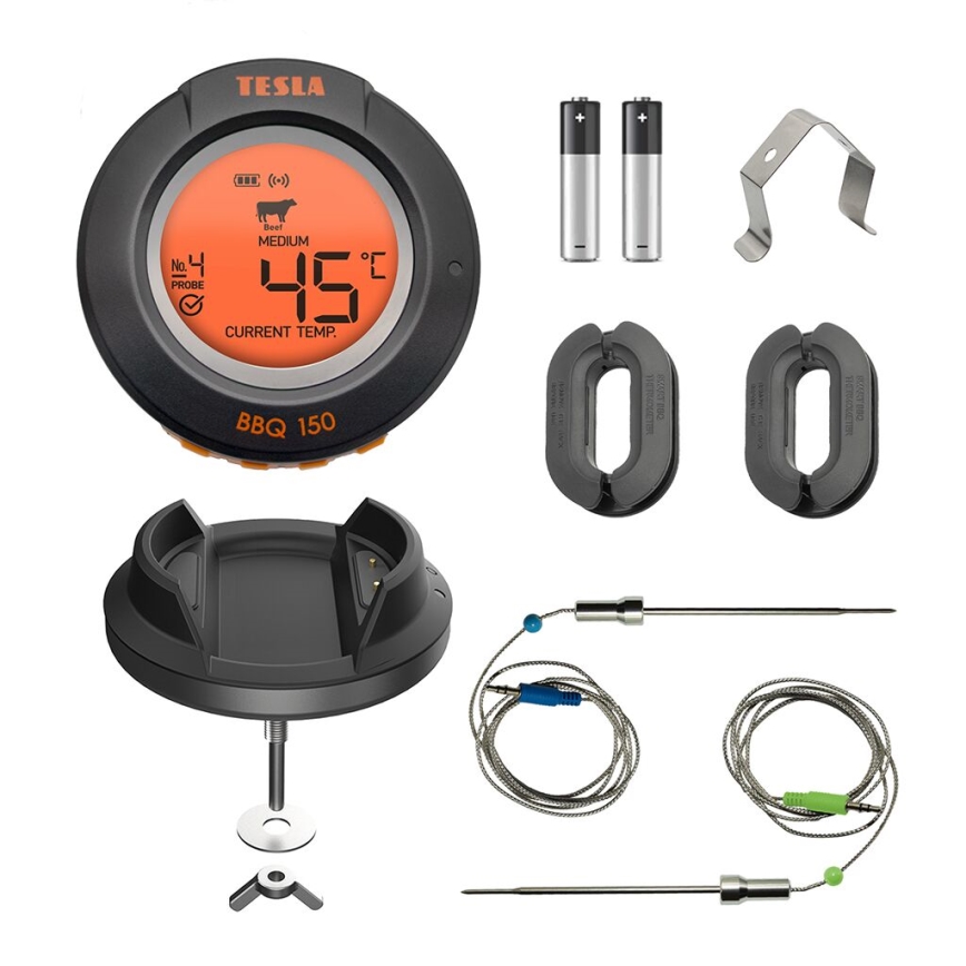 TESLA Electronics Cook - Digitales Fleischthermometer mit Sonde 0-400 °C, 2xAA, IP65
