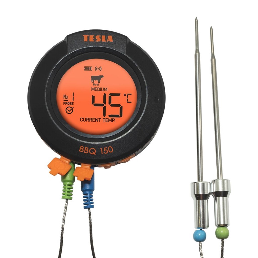 TESLA Electronics Cook - Digitales Fleischthermometer mit Sonde 0-400 °C, 2xAA, IP65