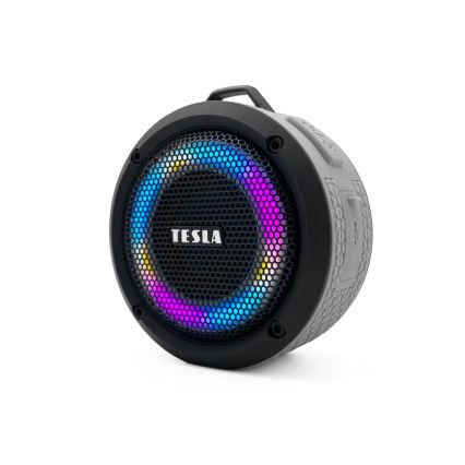TESLA Electronics - LED RGB kabelloser Lautsprecher 5W/1200 mAh/3,7V IPX7 grau
