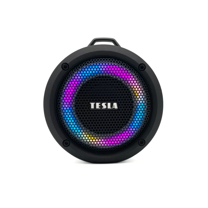 TESLA Electronics - LED RGB kabelloser Lautsprecher 5W/1200 mAh/3,7V IPX7 grau