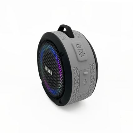 TESLA Electronics - LED RGB kabelloser Lautsprecher 5W/1200 mAh/3,7V IPX7 grau