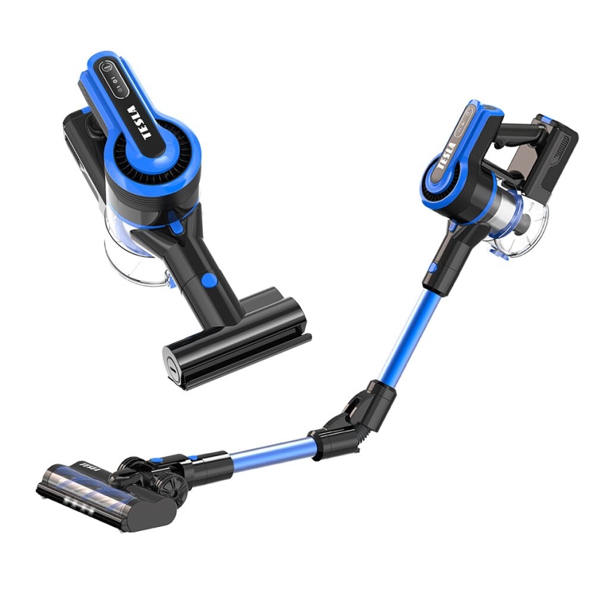 TESLA Electronics PureStar - Flexibler kabelloser Stabstaubsauger 3in1 300W/2200 mAh schwarz/blau