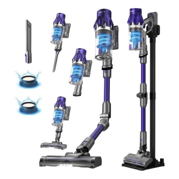 TESLA Electronics PureStar - Flexibler kabelloser Stabstaubsauger 2in1 250W/2200 mAh grau/lila