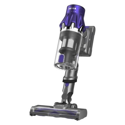 TESLA Electronics PureStar - Flexibler kabelloser Stabstaubsauger 2in1 250W/2200 mAh grau/lila