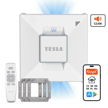 TESLA Electronics RoboStar - Intelligenter Fensterreiniger mit Wassersprühfunktion 72W/230V/650 mAh Wi-Fi + Fernbedienung