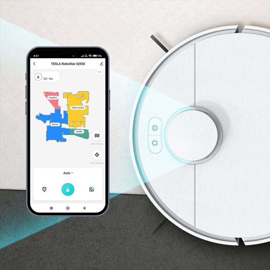 TESLA Electronics RoboStar - Intelligenter 2-in-1 Saugroboter 2550 mAh Wi-Fi Weiß